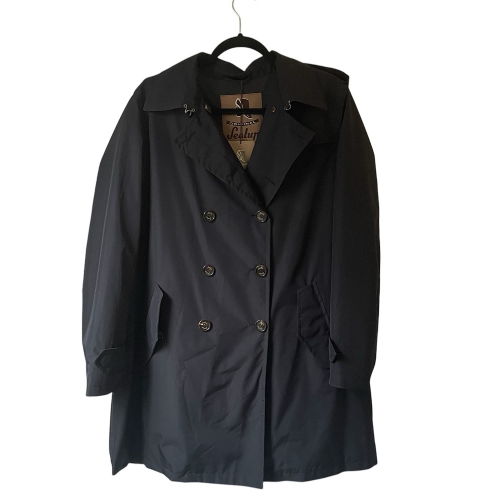 NWT Sealup men’s navy blue double-breasted outerwear raincoat jacket